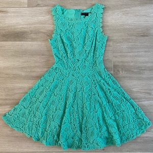 City Studio Green Dress Lace Flower Pattern